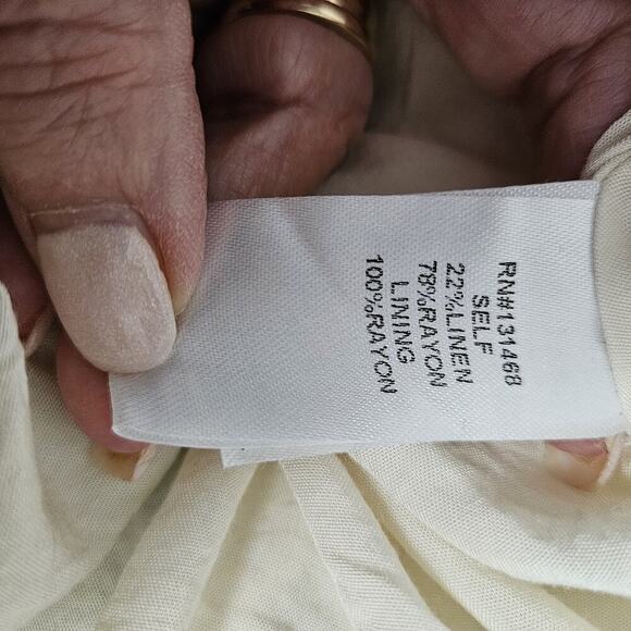 FATE Never Forget dress S linen blend Cut Out Back Lined Pockets Button Accents - Picture 9 of 11